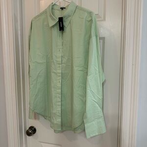 Express Mint Green Women's Button Down Boyfriend Portofino Shirt